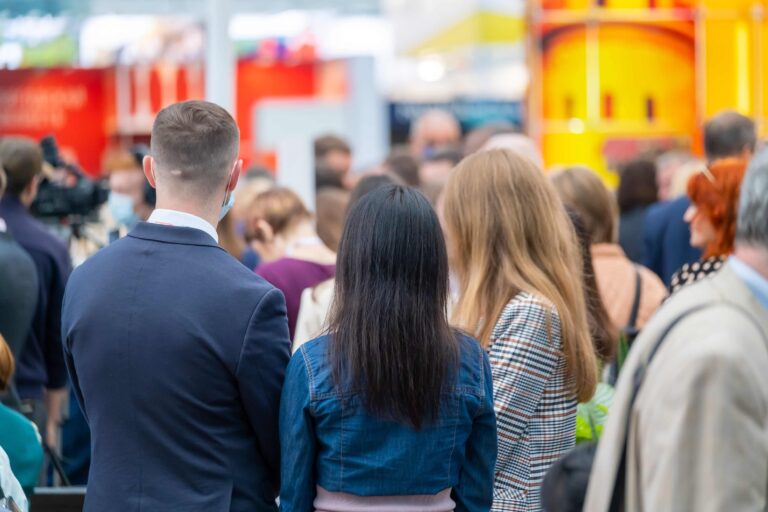 Group of people attending a corporate event.